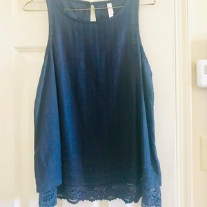 Navy blue cotton swing tank